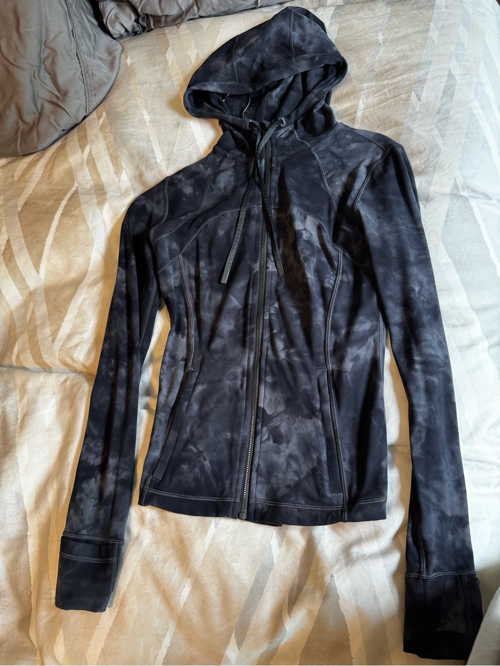 Women's Lululemon Hooded Zip Jacket - Black Tie-Dye